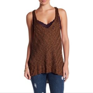 Free People Chevron Sweater Tank Top Brown Size XS